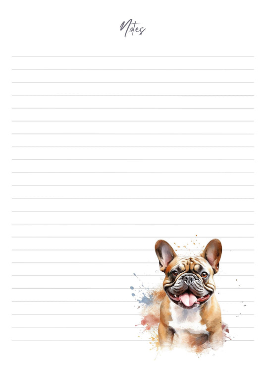 French Bulldog A5 Notepad, Lined Pages, 148 x 210mm, Dog Lover Gift, UK Printed