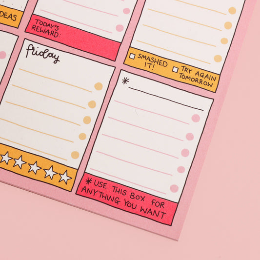 A5 notepad - week planner - let's get busy