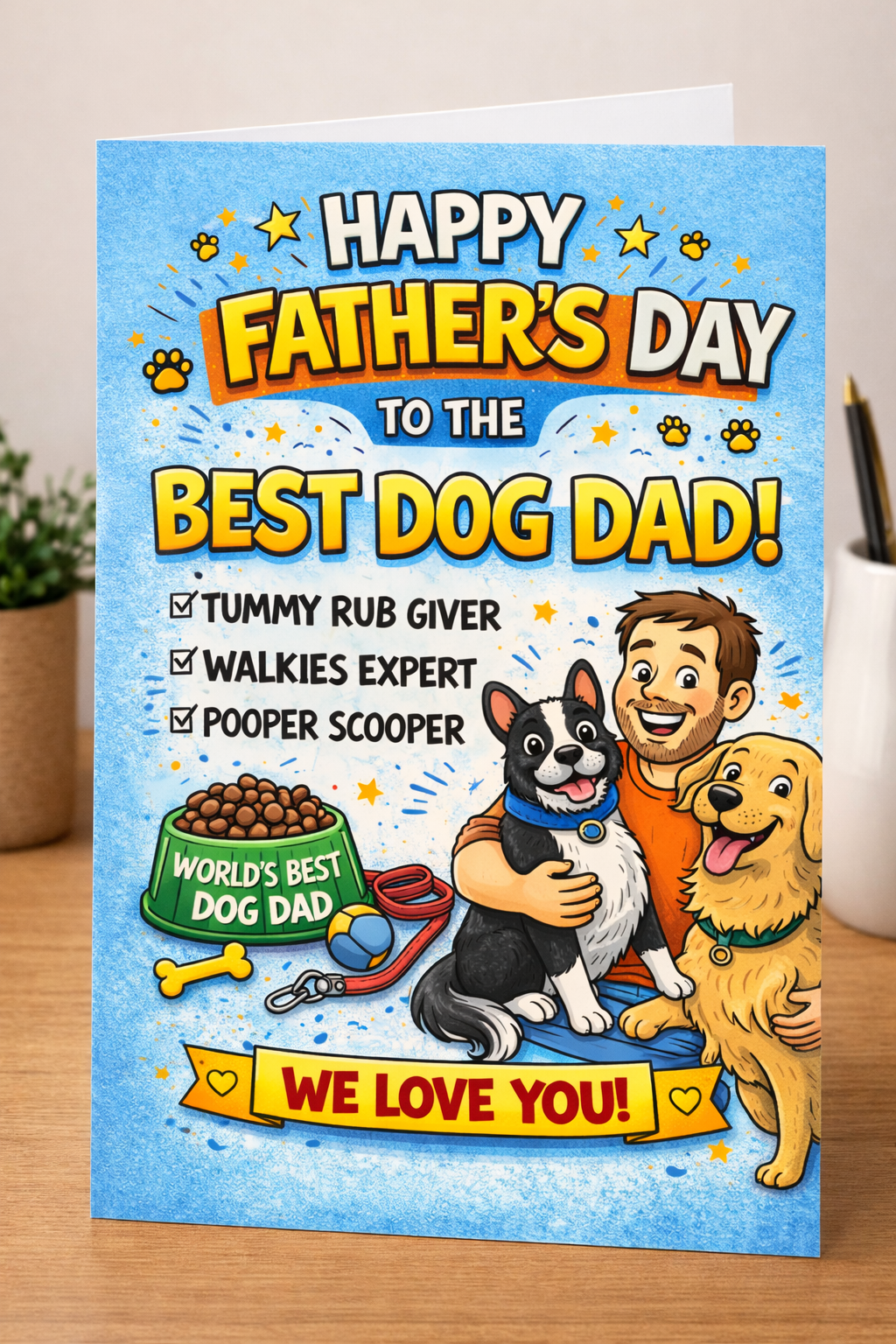 Funny A5 Fathers Day Card for Dog Dads – Printed in the UK